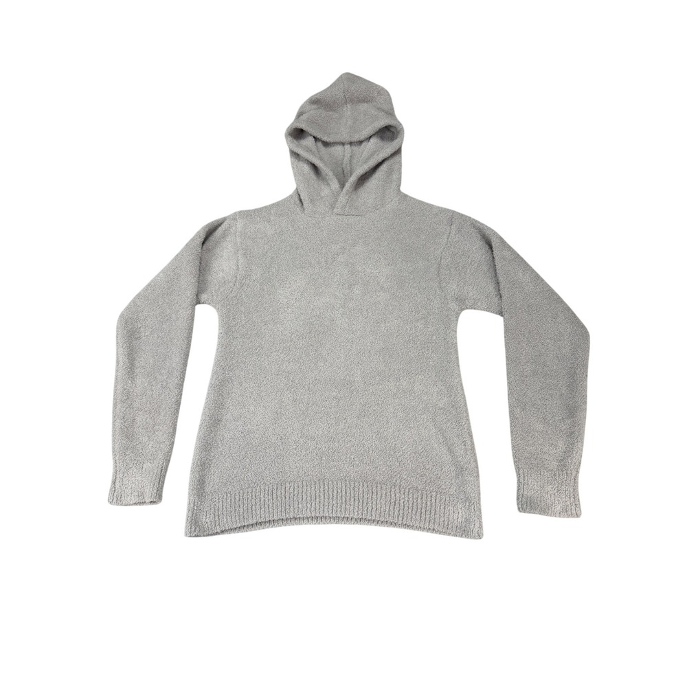 Softies Marshmallow Hooded Lounger Gray Fuzzy Knit Pullover Hoodie Womens XS
